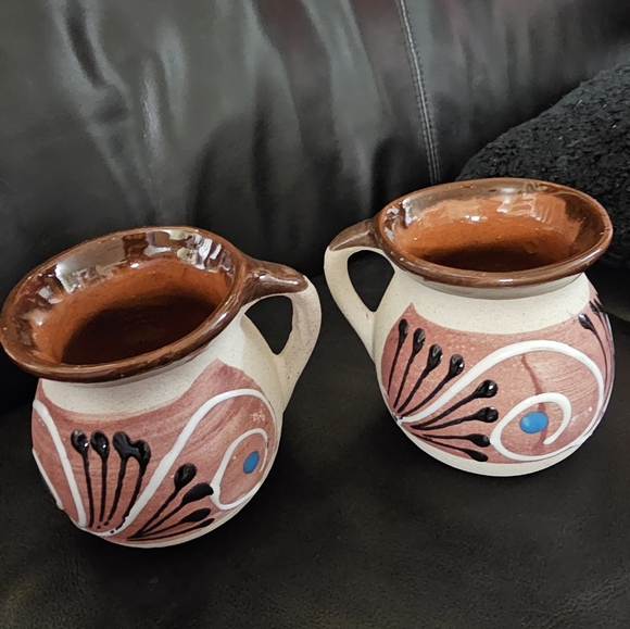 Set of Two Mexican Jarrito Clay cup 14 oz New - Picture 5 of 11